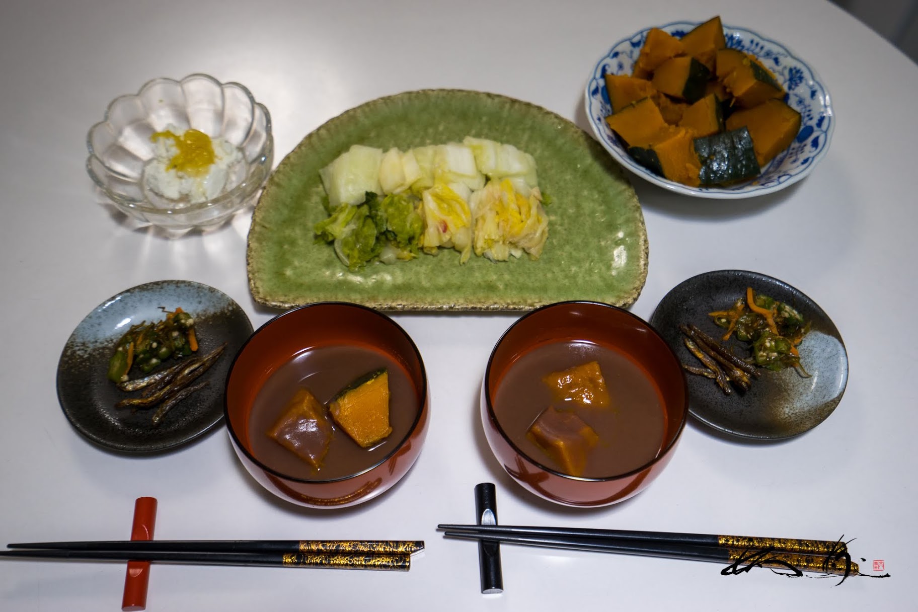 松下元秀さんからの贈り物・手作り「小豆餡・白菜漬け・柚子ママレード」