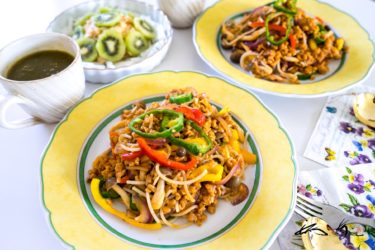 米粉パスタでナポリタン風大豆ミートスパゲティ【No.49】noboikuクッキング